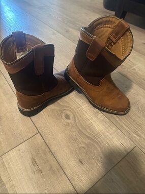 Kids Tan Brown Western Pull-On Boots